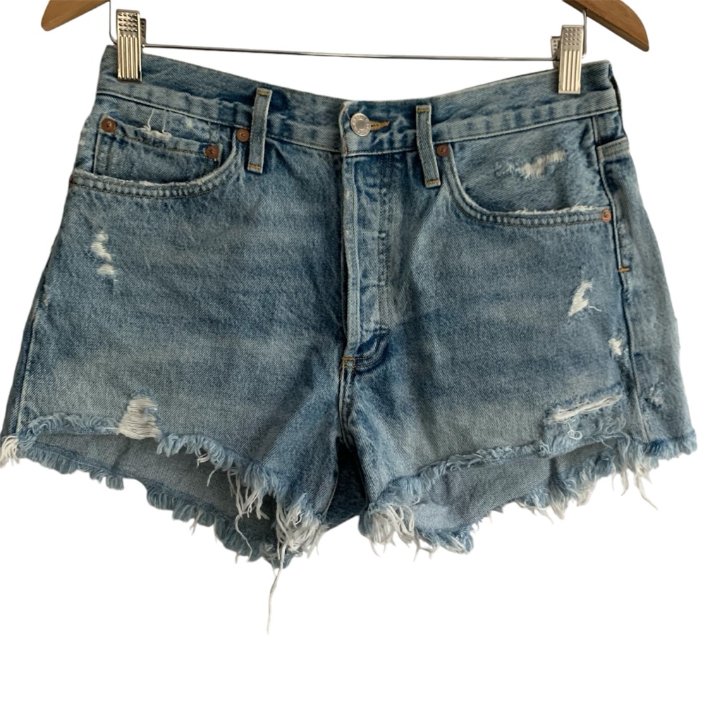 Agolde Parker Vintage Cut Off Shorts Size 27 Revolve Rigid Denim Button Fly